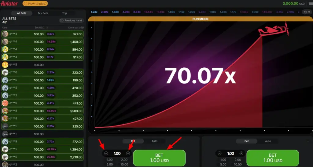 Aviator betting 